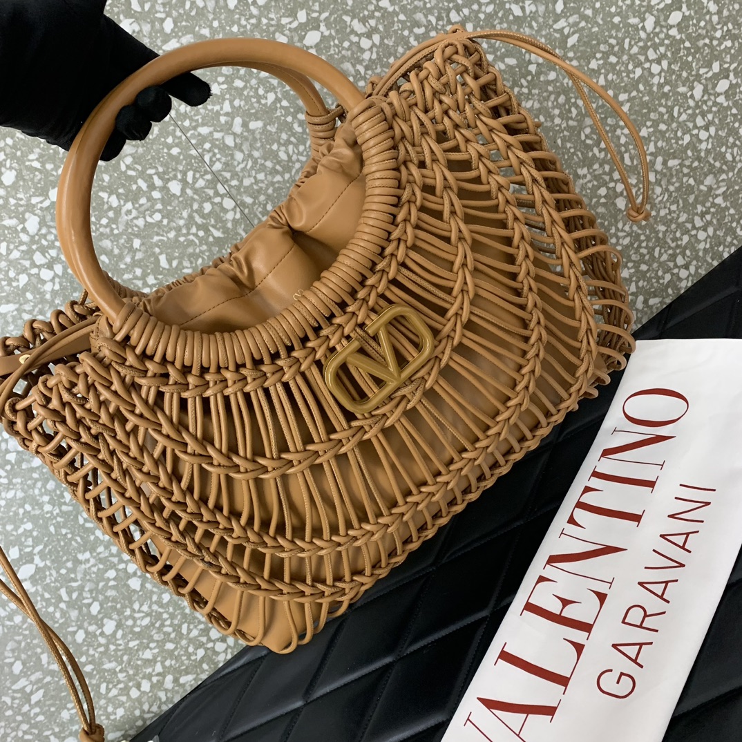 Valentino Garavani AllKnots Shopper Bag in Cappuccino Hand-woven Leather 